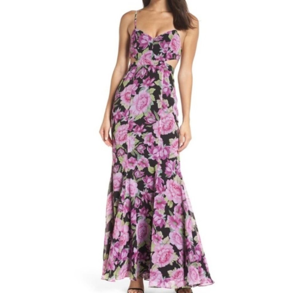 Fame and Partners Sienne Cutout Waist Floral Maxi Gown Size 10